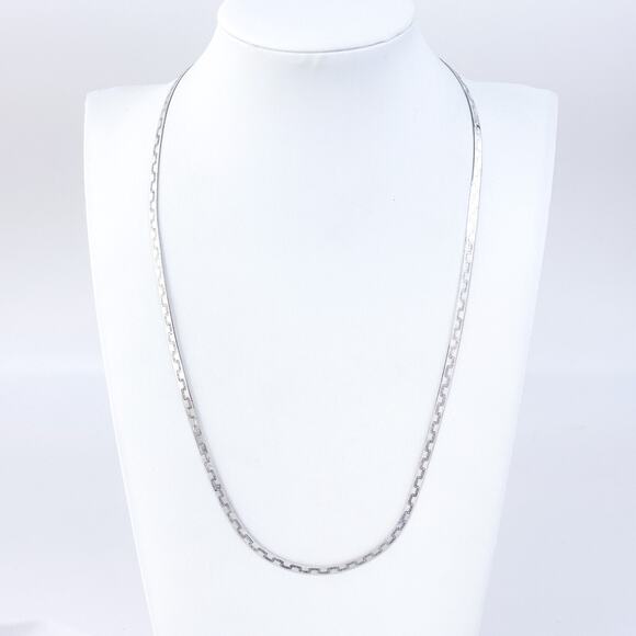 Vintage Italy Sterling Silver 925 Reversible Patterned Herringbone Necklace 20" - Picture 1 of 8